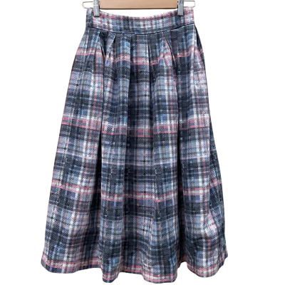 Nicholas Womens Size 8 Blue/Red Plaid Silk Skirt 