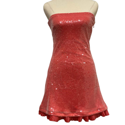 thatssofetch Womens  Size 8 Hot Pink Sequin strapless Mini Drress