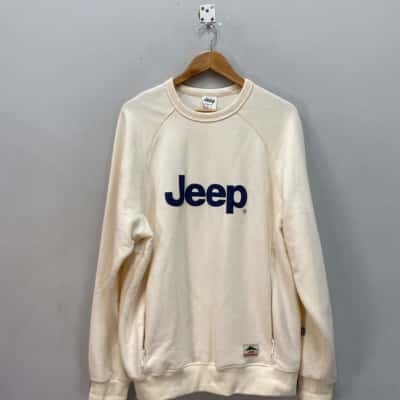 Jeep Mens  Size M Loose Fit cotton Jumper Blue / Cream 