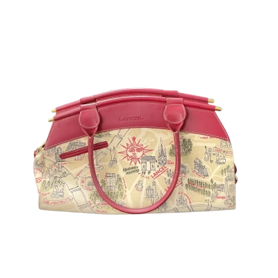 Lancel Paris map cloth and leather bag