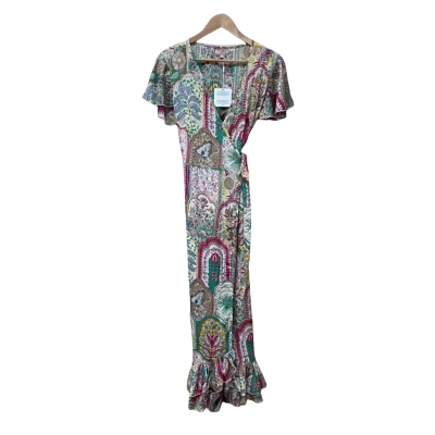 BNWT CIENNA silk/polyester Womens Size L Pattern Wrap Dress