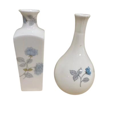 Two Wedgwood Bone China Ice Rose Vases. 