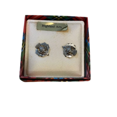  Vintage Highland Arts Scottish Thistle Stud  Earrings - Boxed
