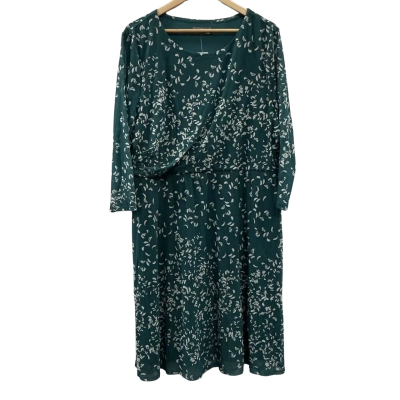 Jacqui-E Womens Size XXL Long Sleeve Dress Green/ White