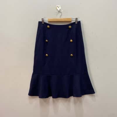 Liz Jordan Womens  Size 10 Midi Skirt Navy Blue 