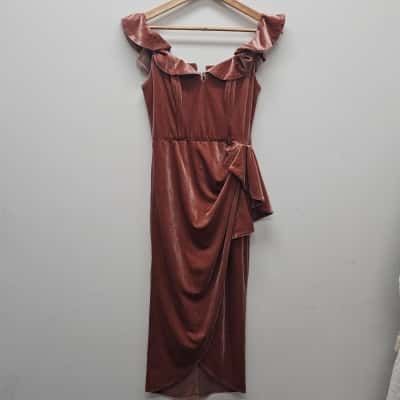 Bariano Midi  Heidi ruffled Dress nude