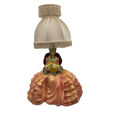 Vintage Chalkware Crinoline Lady Lamp