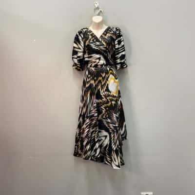 Sacha Drake  100% Silk Womens  Size 14 Midi  Wrap Dress Multicoloured 