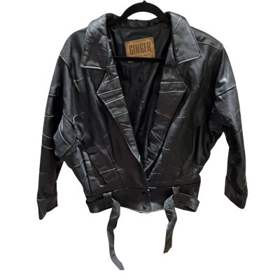 Funky Ginger Original Jeans 1980s  Womens  Size 10 Leather Jacket Black  VGC