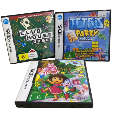 Nintendo DS 3 games. Tetris, Dora & Clubhouse Kids 