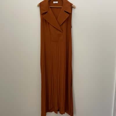 Mela Purdie Womens  Size 14 Sleeveless Shirt Dress Burnt Orange Maxi length