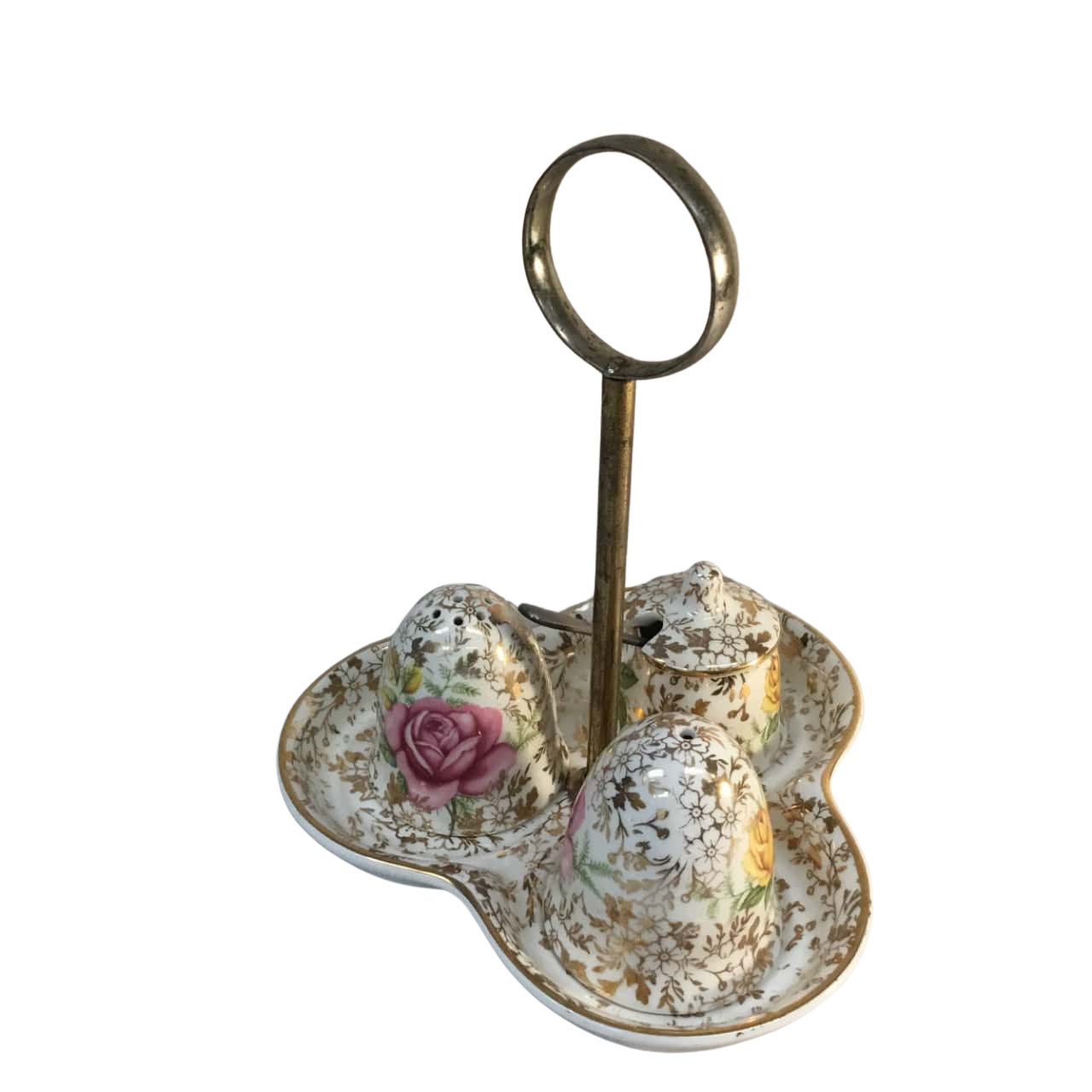 Vintage Midwinter England Yellow Rose Sugar bowl & Salt & Pepper Shakers