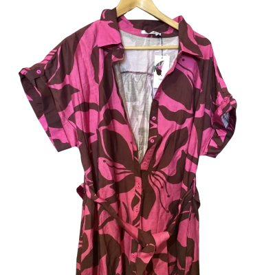  Womens  Size 14 Casual Dress Brown / Pink  