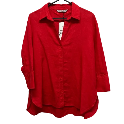 Zara Women's  Size L 3/4 Sleeve Shirt Red 