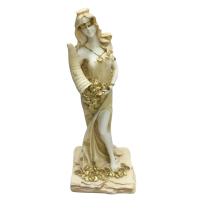 Tyche Goddess Of Wealth & Fortune Alabaster Statue - Brand New & Made In Greece