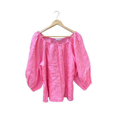 Grae Linen Size 10 Off-the-shoulder Top Pink  