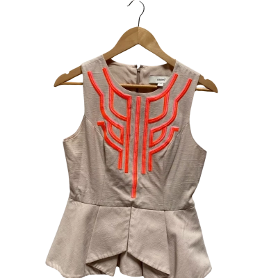 Cameo Womens  Size M Top Beige / Coral Top 