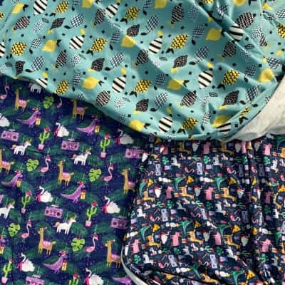 Blue Christmas Pattern (150cm x 105cm) And Blue Christmas Pattern (90cm x 150cm) And Light Blue Lemon Pattern (135cm x 80cm) Fabric