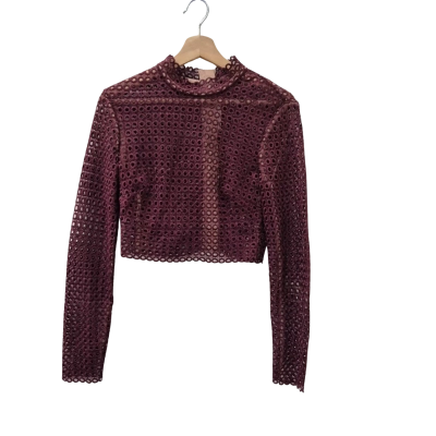 Keepsake the Label Womens Burgundy Top Long Sleeve with Zippered Back