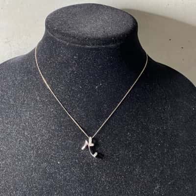 Silver Heeled Shoe W/Clear Stones Pendant Necklace 925