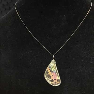  Womens S/Silver Necklace Multicoloured  Butterfly wing 