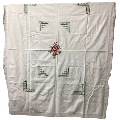 Hand embroidered vintage table cloth B
