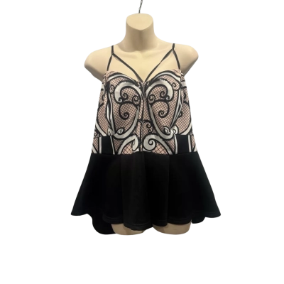 City Chic Womens  Size M Shoestring Strap Top Black  / Pink  / White 