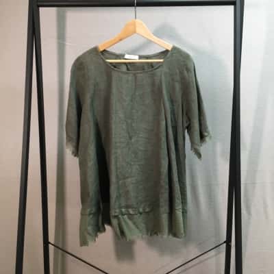  Imagine Womens  One Size Blouse / Short Sleeve Top Green 