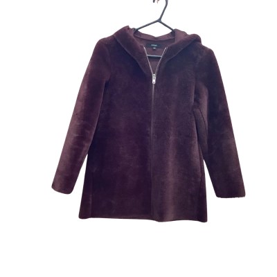 Piper Womens Size XS Burgundy Fur Hooded Jacket 