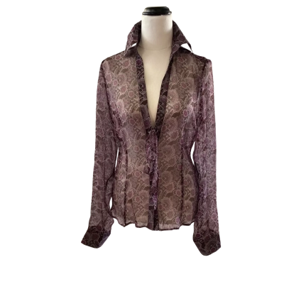 Max Mara Womens  Size 44 Blouse Brown / Cream / Purple 