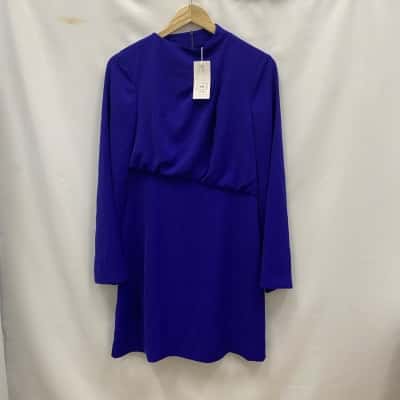 Cue Women's Abstract Style Dress Size 10 Purple RRP$325