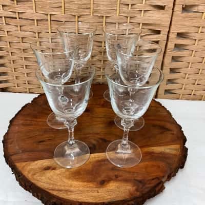 Vintage set of 6 Original Royal Bavarian Crystal Wine Goblet Cordials Glass Germany wedding party dinner 