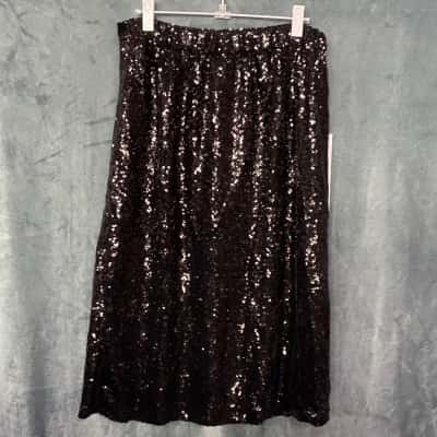 Decjuba Womens  Size M Midi Skirt Black  Sequins 