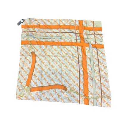 BNWT Guess Women's Summer Silk Scarf Orange Pattern 