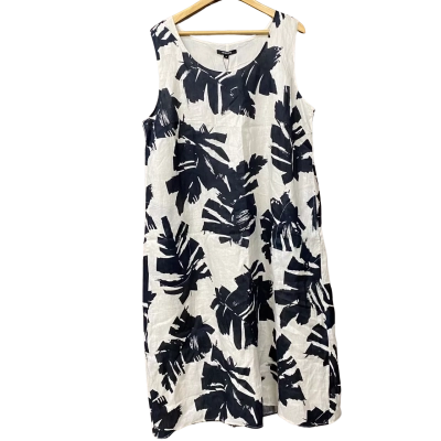 BNWT pingpong Womens Size 18 Cream/Navy Blue Linen Maxi Dress 