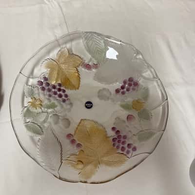 SOGA Japan Stickered Glass Bowl With Colourful Embossed Fruit & Leaves