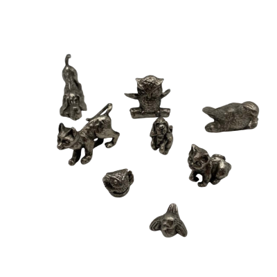 8x Miniature White Metal Animals