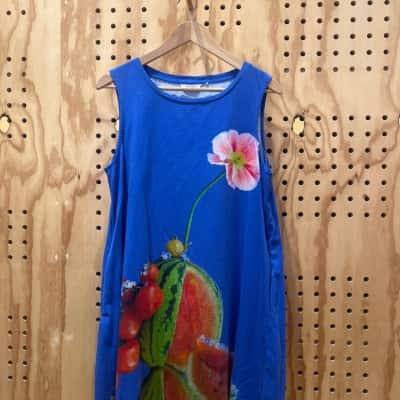Gorman Melon Swing Dress Blue, Floral,  Size 14