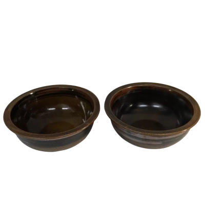 Vintage Knabstrup Brown Patterned Bowls Denmark Approx 9 x 21.5cm