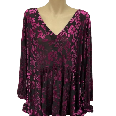 Taking Shape Byzantine Black/Purple Velvet Event Top Womens  Size 22 