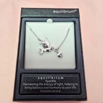 Equilibrium silver-plated bird pendant necklace
