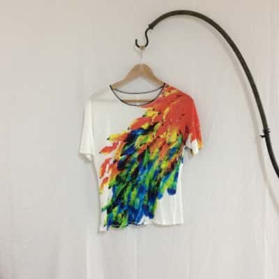 Karen Millen Women's  Size 10 Short Sleeve Top Multicoloured / Pattern 