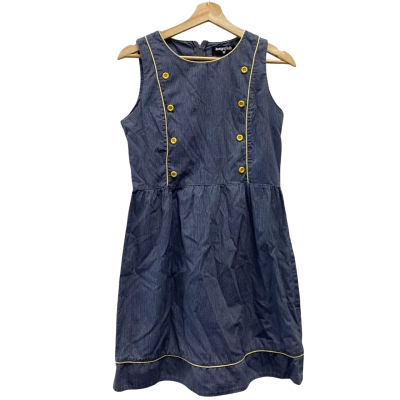 Dangerfield Blue Pinstripe Button Vintage Style Mini Dress Size 10