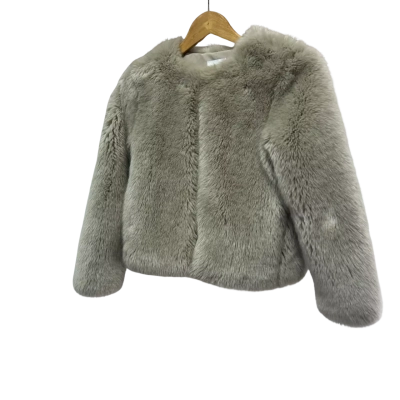 Decjuba Kids Size S Faux Fur Jacket Beige/Grey