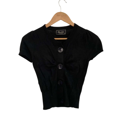 Bardōt Womens  Size 8 Button Up Top / Short Sleeve Top Black  