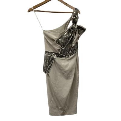 Karen Millen Womens Size 10 Off The Shoulder Dress Beige 
