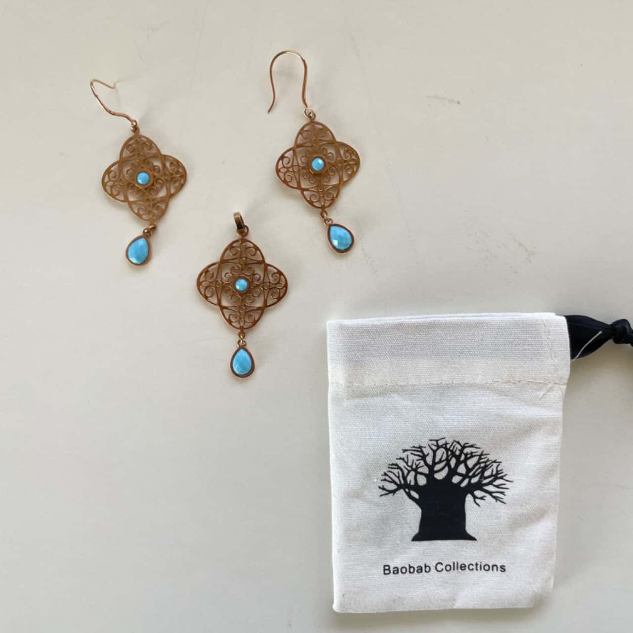 Baobab Gold Tone Earrings And Necklace Set s