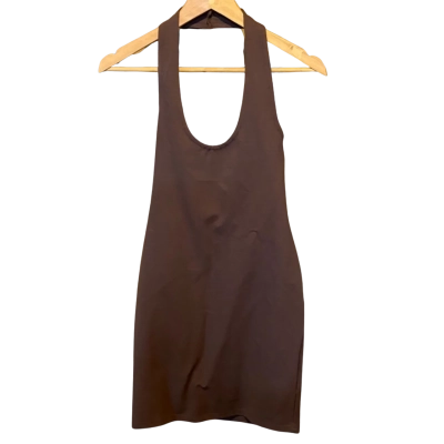 Factorie Womens Ponte Halter Neck Bitter Chocolate Dress Size S