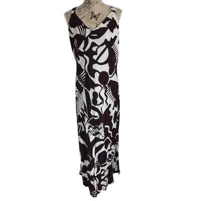 Label of Love Womens  Size 16 Maxi Dress Black  / Pattern / White BNWT
