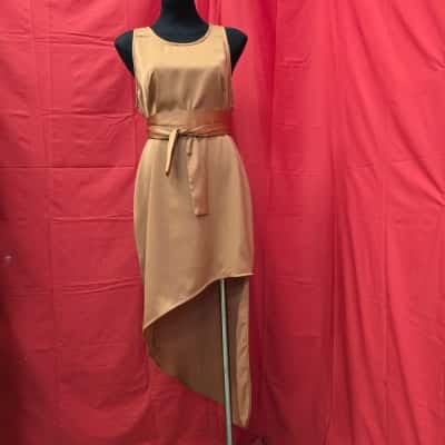 **Ezra Blu Womens  Size 12 Light Caramel Colour Asymmetrical Dress